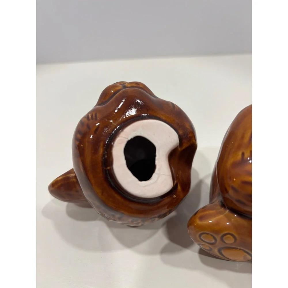 Vintage Ceramic Honey Bear Jar Brown Glossy Figurine Made in Taiwan 5.5